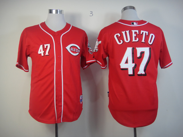 Men MLB Cincinnati Reds 47 Cueto red jerseys